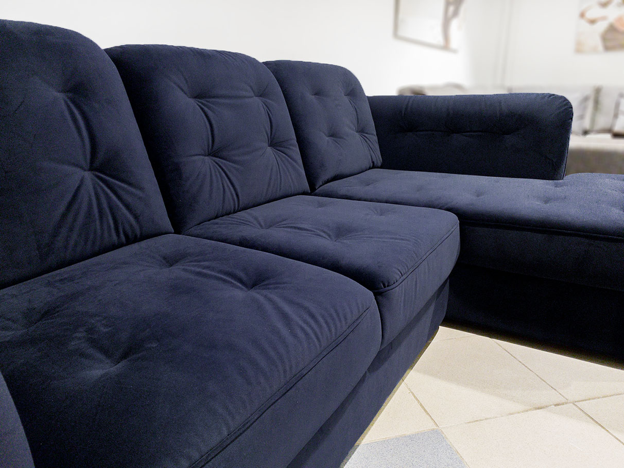 Угловой диван MOON 110 с пуфом-столиком дельфин (арт.68-VG-5) от фабрикиMOON цвет синий - купить в интернет-магазине в Зеленограде и Москве