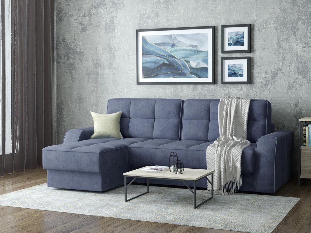 Угловой диван Кембридж цвет синий,фиолетовый (фото 279198)