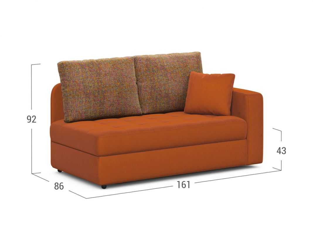Диван кушетка MOON 074 цвет оранжевый,красный,терракот (фото 303087)