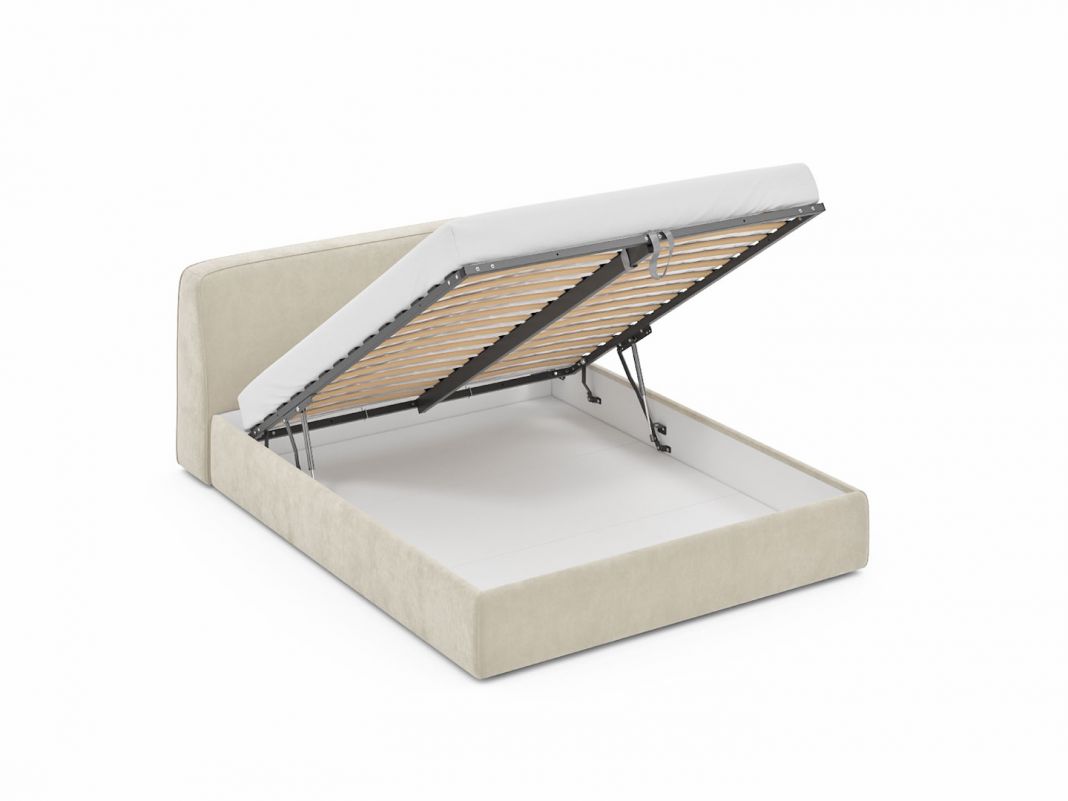 Кровать с подъёмным механизмом MOON 1008 цвет белый,бежевый (фото 303278)