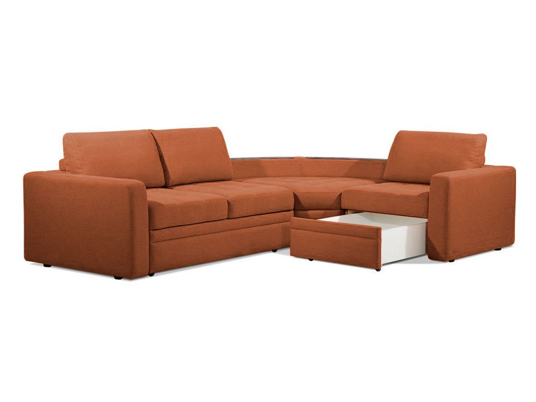 Угловой диван Бруно цвет красный,рыжый (фото 13686)