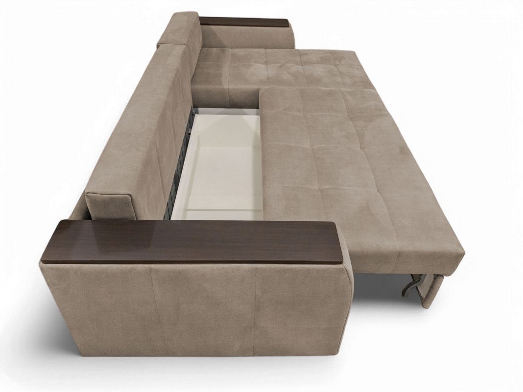 Угловой диван Сиэтл реальное фото образца цвет бежевый,коричневый (фото 330499)