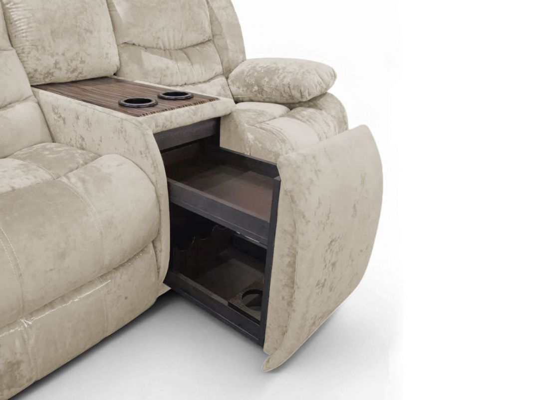 Диван реклайнер с баром Маранта цвет бежевый (фото 341184)
