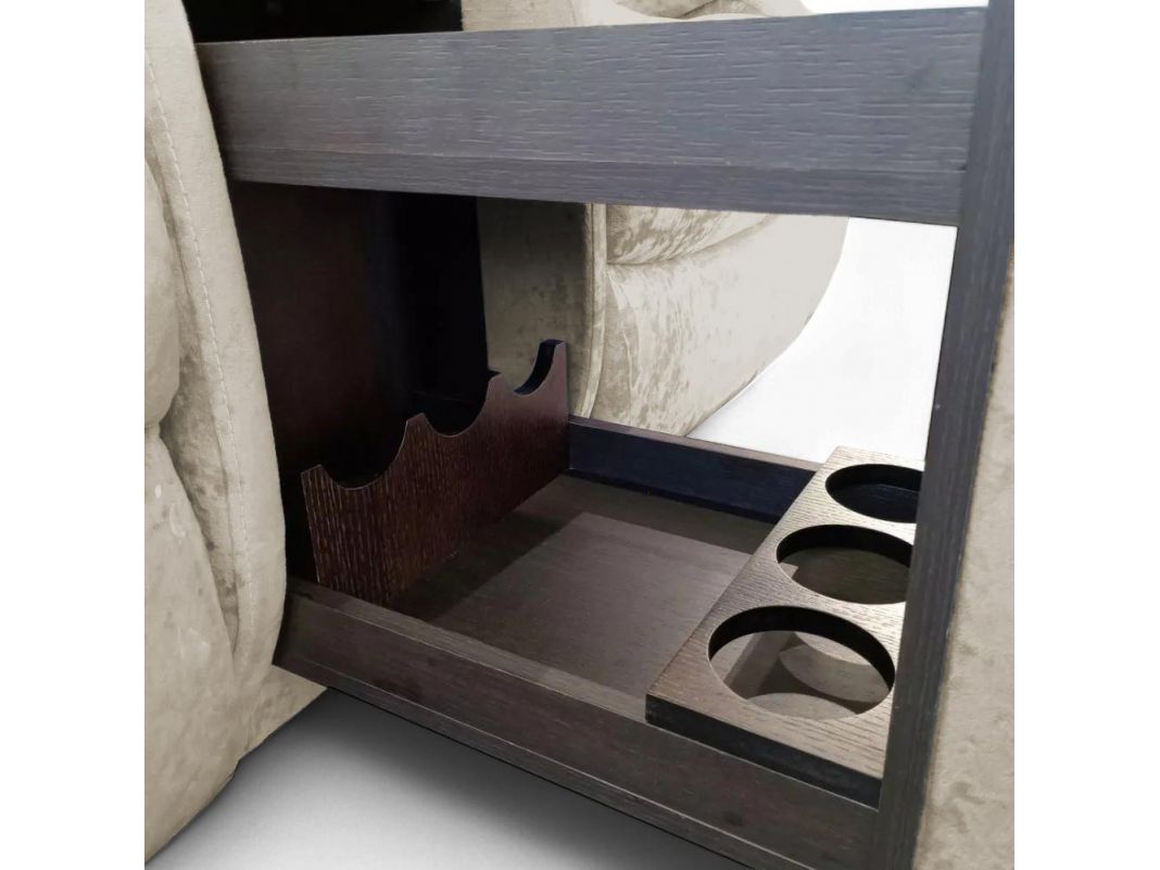 Диван реклайнер с баром Маранта цвет бежевый (фото 341186)