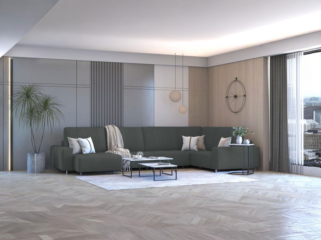 Угловой диван Уолтер цвет черный,серый (фото 342522)