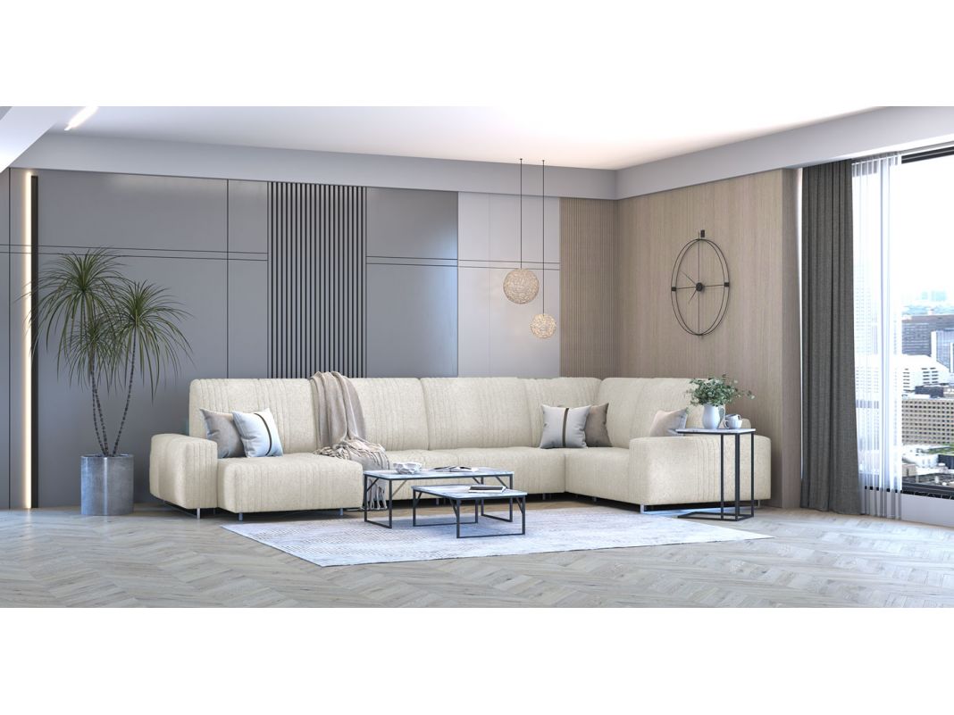 Угловой диван Уолтер цвет белый,бежевый (фото 342756)