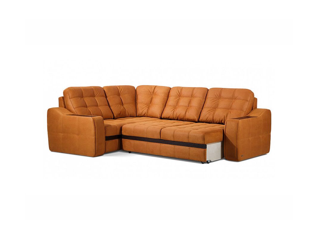 Угловой диван Даллас цвет оранжевый,коричневый (фото 15127)