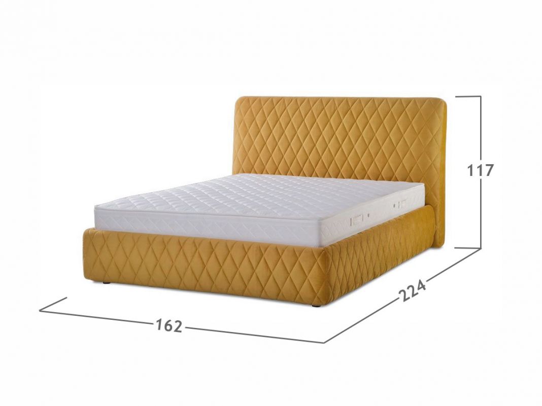 Кровать с подъемным механизмом Капри Diamond цвет желтый (фото 43979)