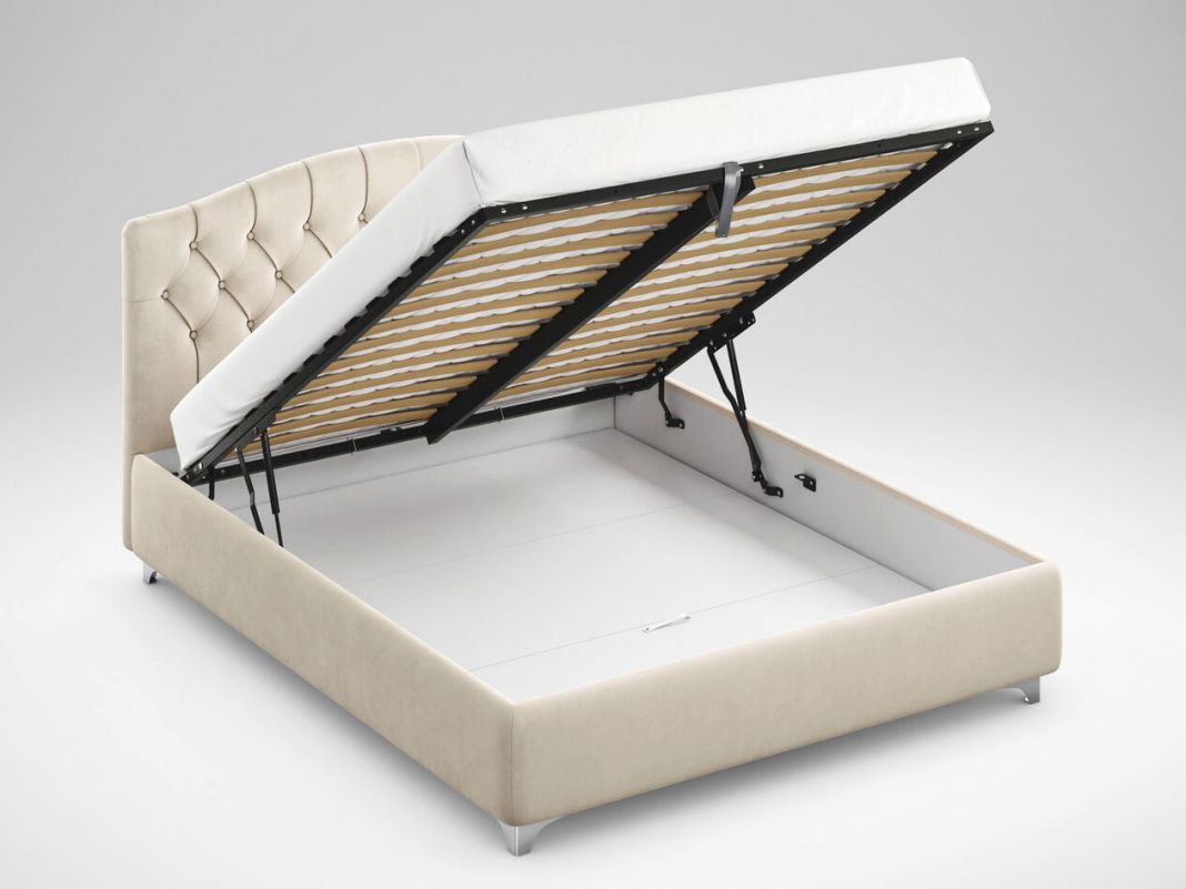 Кровать с подъемным механизмом MOON 1157 цвет бежевый,голубой (фото 166551)