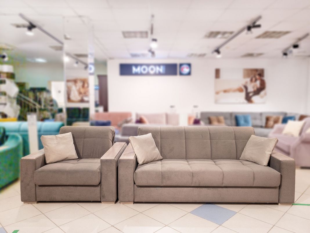 Комплект диван и кресло MOON 107 цвет бежевый,коричневый (фото 173835)