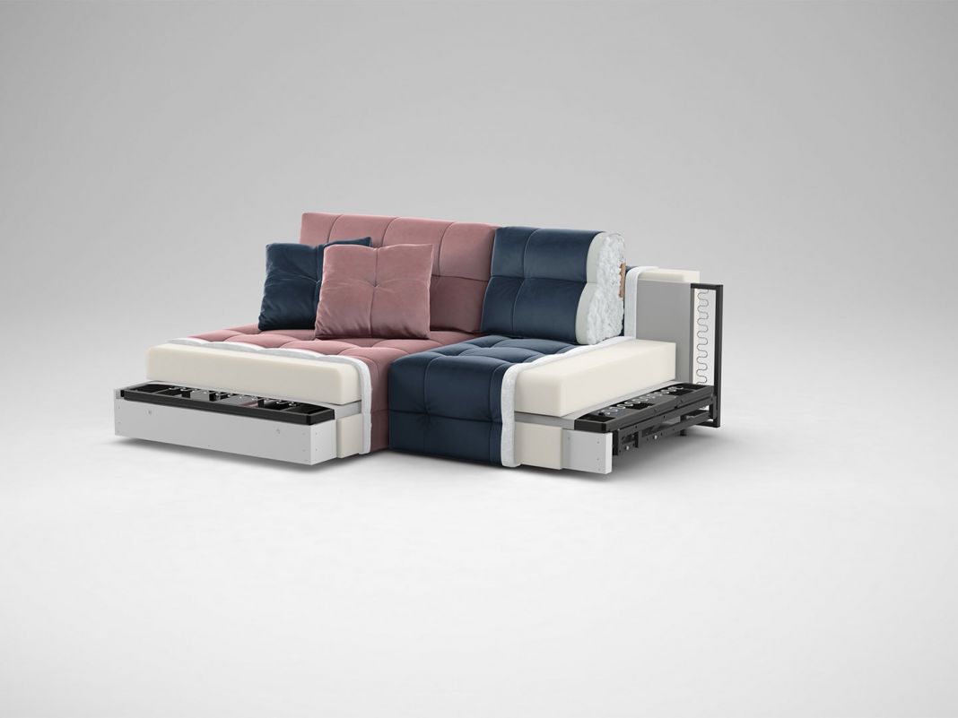 Угловой диван MOON 160 цвет синий,розовый,пестрый (фото 182634)