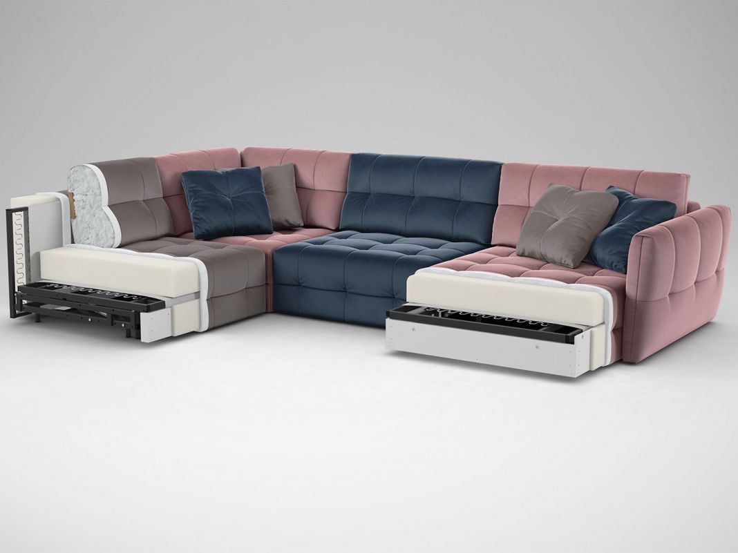 Угловой диван MOON 160 цвет синий,розовый,пестрый (фото 182718)