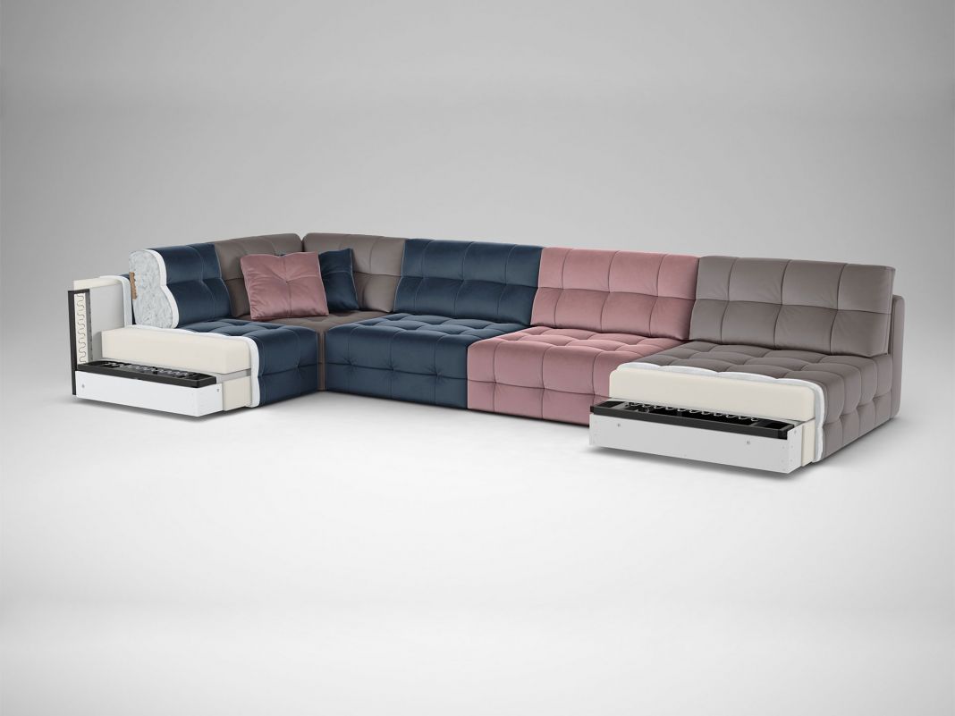 Угловой диван MOON 160 цвет синий,розовый,пестрый (фото 182748)