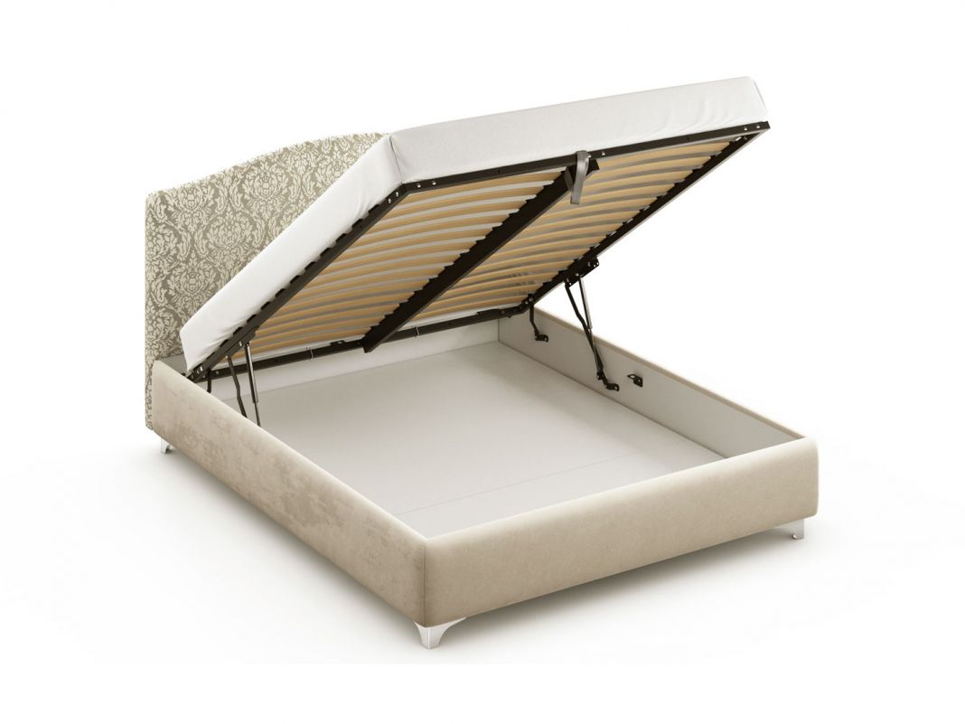 Кровать с подъемным механизмом MOON 1158 цвет бежевый (фото 187115)
