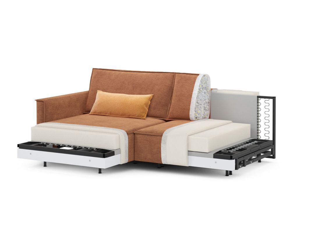 Угловой диван MOON 005 цвет оранжевый,красный (фото 207596)