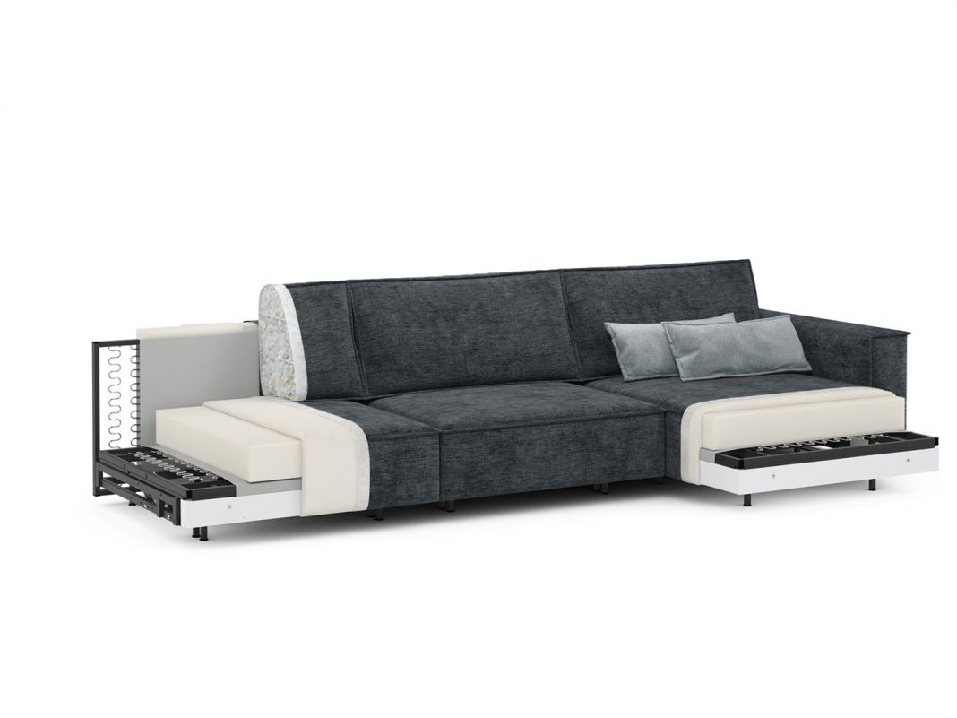 Угловой диван MOON 005 цвет черный,серый (фото 208142)