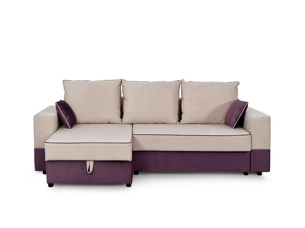 Угловой диван Бостон цвет бежевый,фиолетовый (фото 169854)