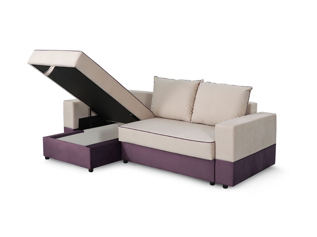 Угловой диван Бостон цвет бежевый,фиолетовый (фото 169857)