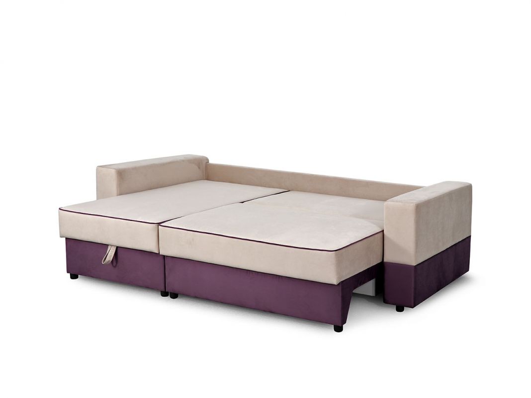 Угловой диван Бостон цвет бежевый,фиолетовый (фото 169858)