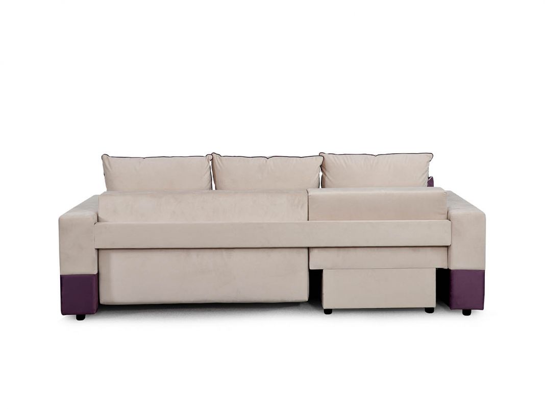 Угловой диван Бостон цвет бежевый,фиолетовый (фото 169849)