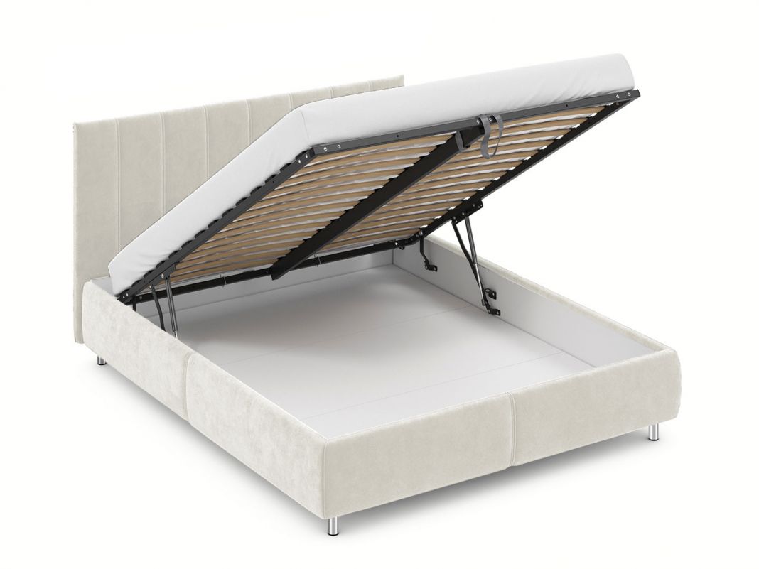 Кровать с подъемным механизмом MOON 1161 цвет белый,бежевый (фото 275262)