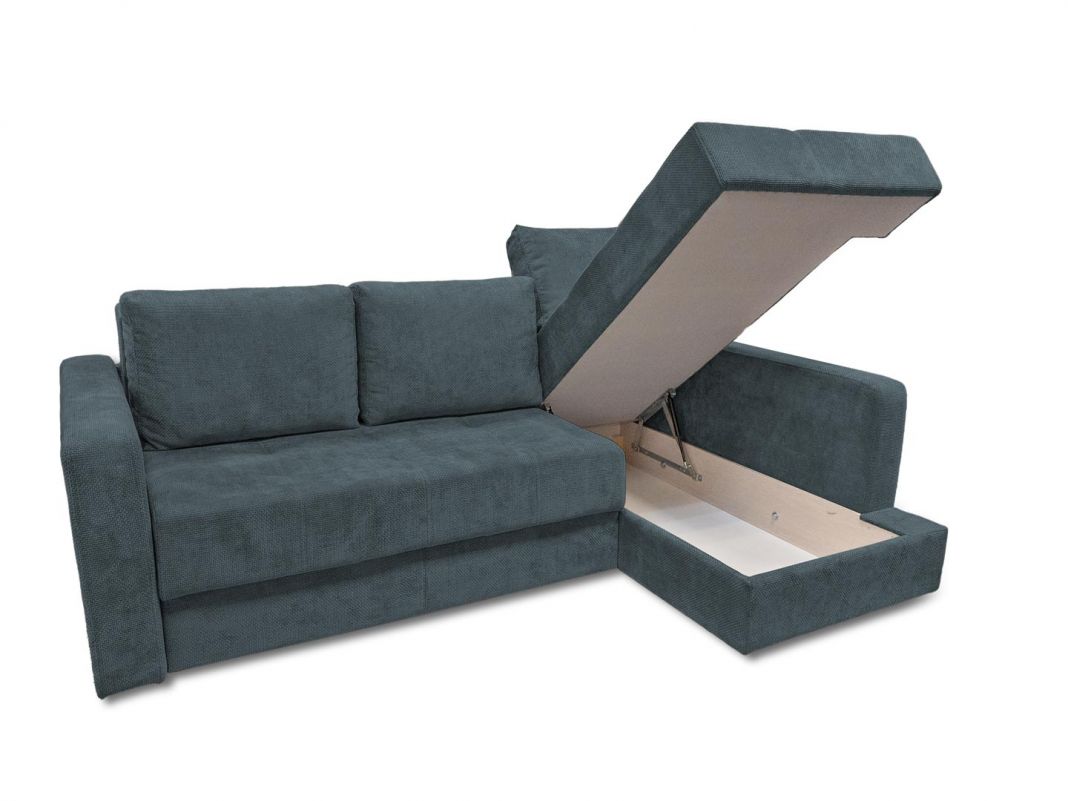 Угловой диван Остин реальное фото образца цвет серый,синий (фото 285007)