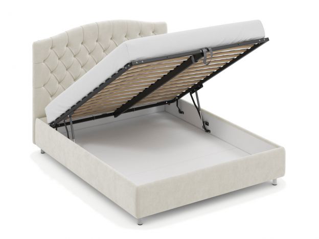 Кровать с подъемным механизмом MOON 1157 цвет белый,бежевый (фото 316177)