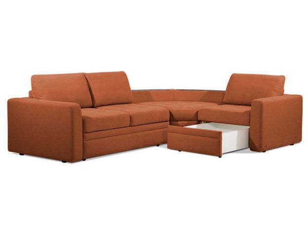 Угловой диван Бруно цвет красный,рыжый (фото 13686)