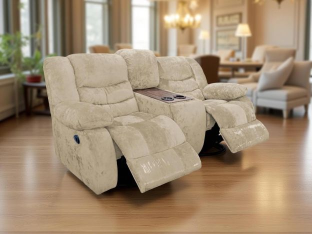 Диван реклайнер с баром Маранта цвет бежевый (фото 341317)