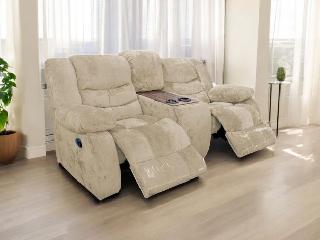 Диван реклайнер с баром Маранта цвет бежевый (фото 341316)