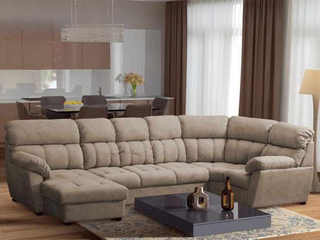 Угловой диван Монако цвет бежевый,коричневый (фото 341896)