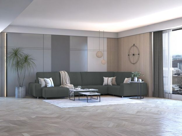 Угловой диван Уолтер цвет черный,серый (фото 342522)