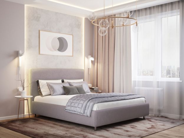 Кровать с подъемным механизмом MOON 1166 цвет сиреневый (фото 320885)