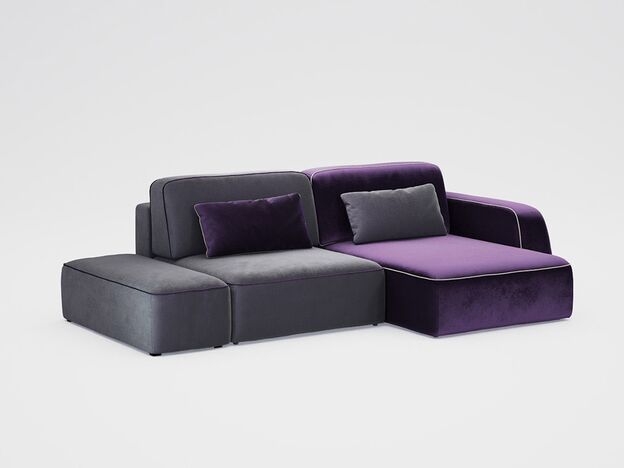 Угловой диван MOON 008 цвет серый,фиолетовый