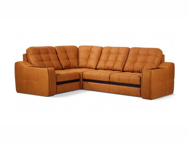 Угловой диван Даллас цвет оранжевый,коричневый (фото 15123)