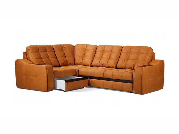 Угловой диван Даллас цвет оранжевый,коричневый (фото 15126)