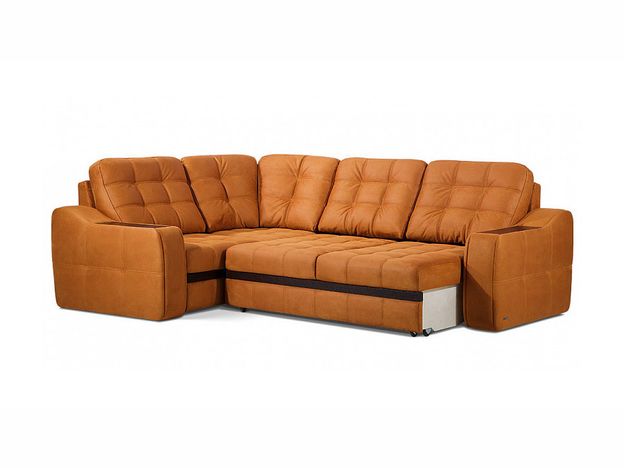Угловой диван Даллас цвет оранжевый,коричневый (фото 15127)