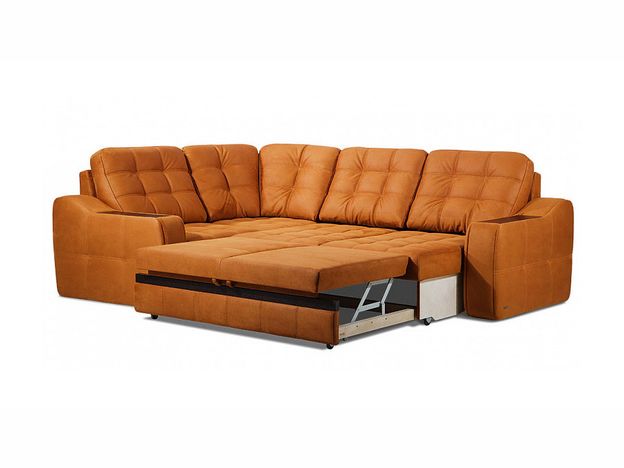 Угловой диван Даллас цвет оранжевый,коричневый (фото 15128)