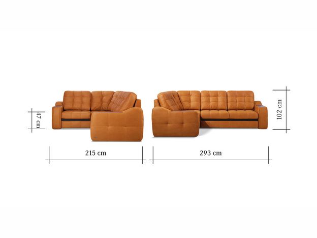 Угловой диван Даллас цвет оранжевый,коричневый (фото 15131)