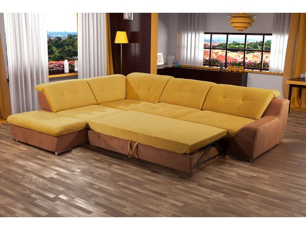 Угловой диван Домус цвет желтый,коричневый (фото 66348)