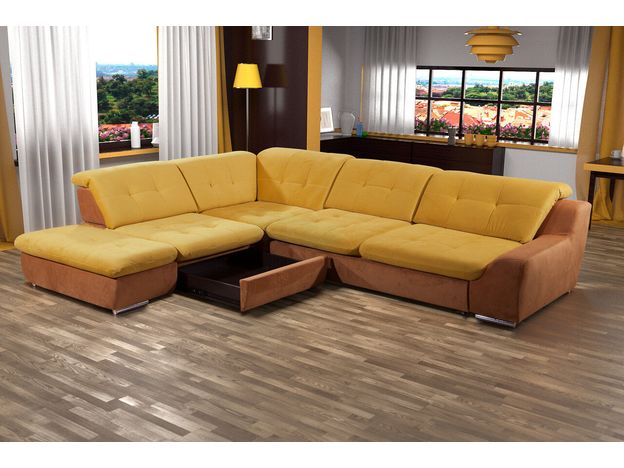 Угловой диван Домус цвет желтый,коричневый (фото 66349)