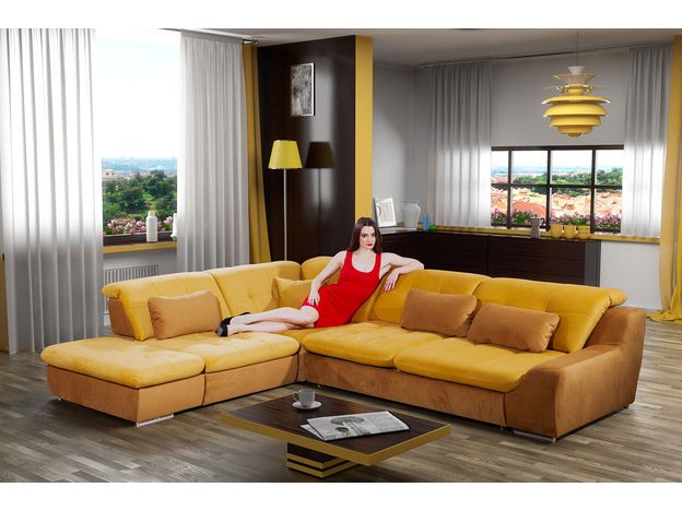 Угловой диван Домус цвет желтый,коричневый (фото 66352)