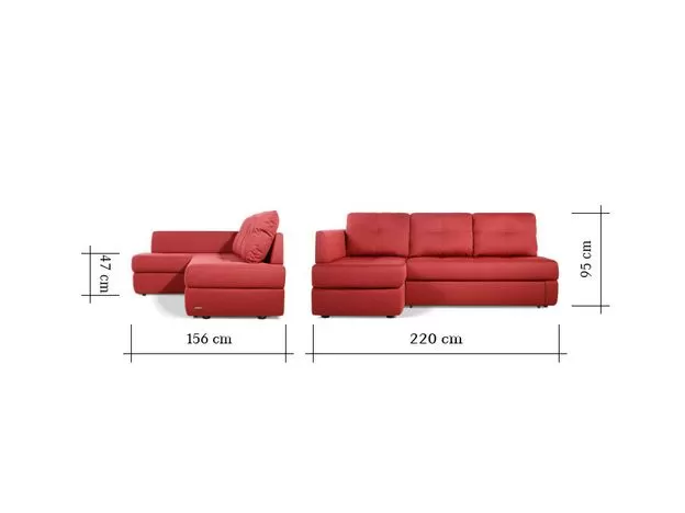 Угловой диван Арно цвет красный (фото 12590)