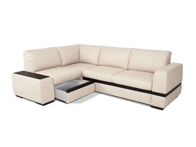Угловой диван Миста цвет белый,бежевый (фото 157596)