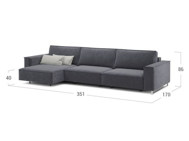 Угловой диван MOON 005 цвет серый (фото 205647)